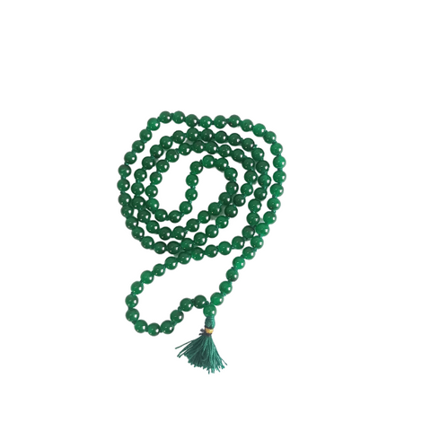 Green Hakik Mala-Gemstone Prayer Bead Hakeek Mala-Green Stone Mala-Hakik Japa Mala for Calmness and Grounding (Length- 37 CM, Beads - 108)