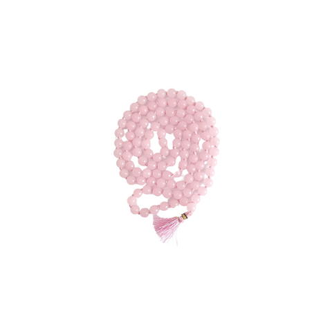 Light Pink Hakik Mala-Gemstone Prayer Bead Hakeek Mala-Light Pink Stone Mala-Hakik Japa Mala for Calmness and Grounding (Length- 58 CM, Beads - 108)