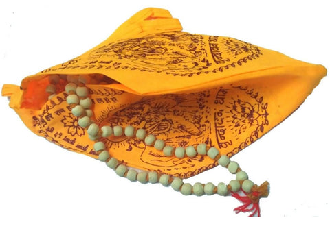 Tulsi 108 Beads Mala & Gaumukhi Vrindavan Chanting Bag-Gomukhi Japa Bag-Hare Rama Hare Krishna cotton jap bag-for Prayer and Chanting-Pack of 2 Items
