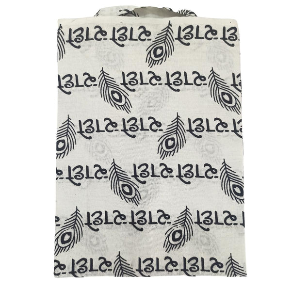 Men-Boys-Radhe Radhe Print Half Sleeves Kurta T-Shirt-100 % Pure Cotton Blend-Religious Printed Kurta in Off White Color